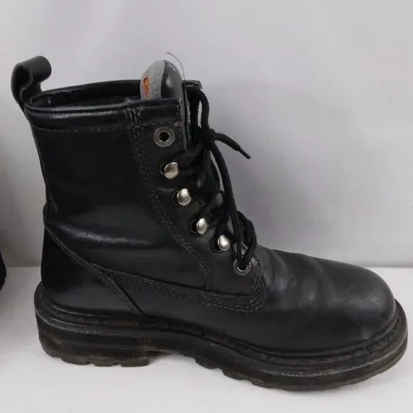 HARLEY-DAVIDSON Lace Up Chukka Boots Black Metal Emblem Grunge Rock Women's 7.5 - Picture 12 of 16